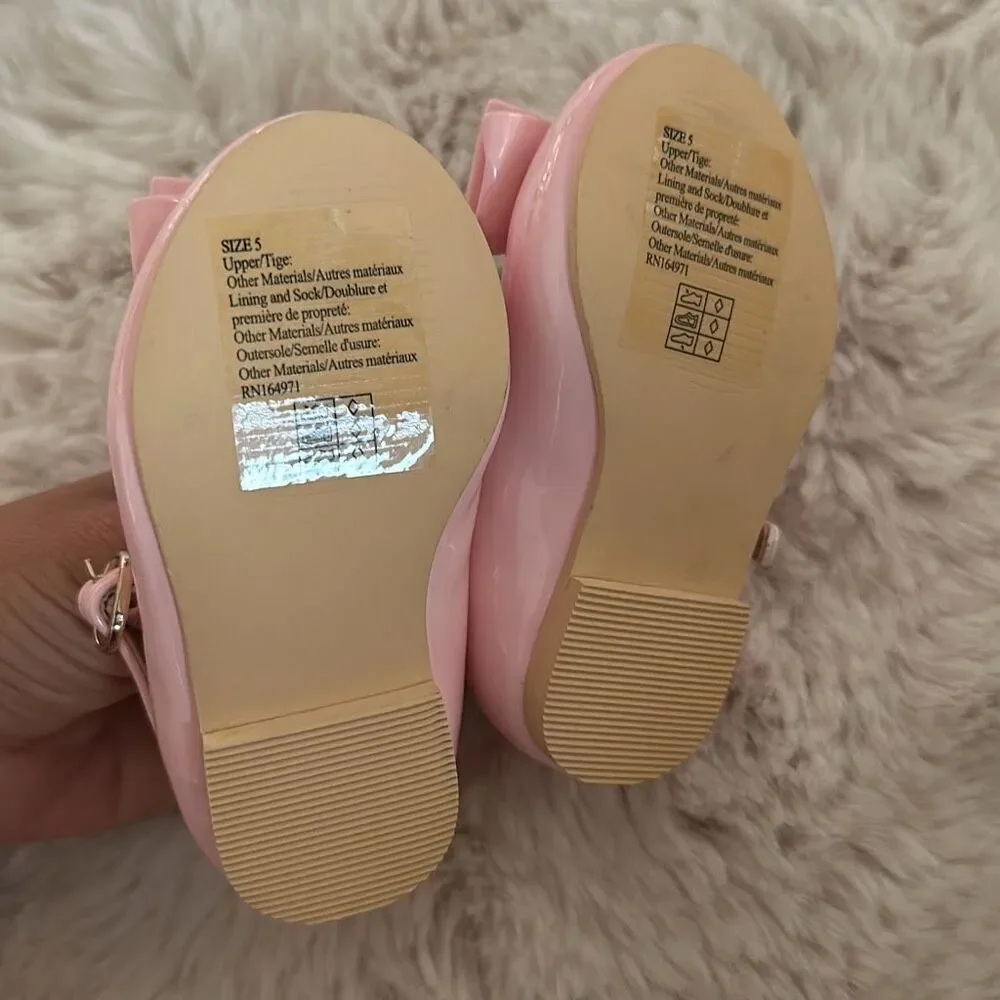 Janie & Jack Patent Bow Ballet Flat in Cotton Candy Pink Size 5